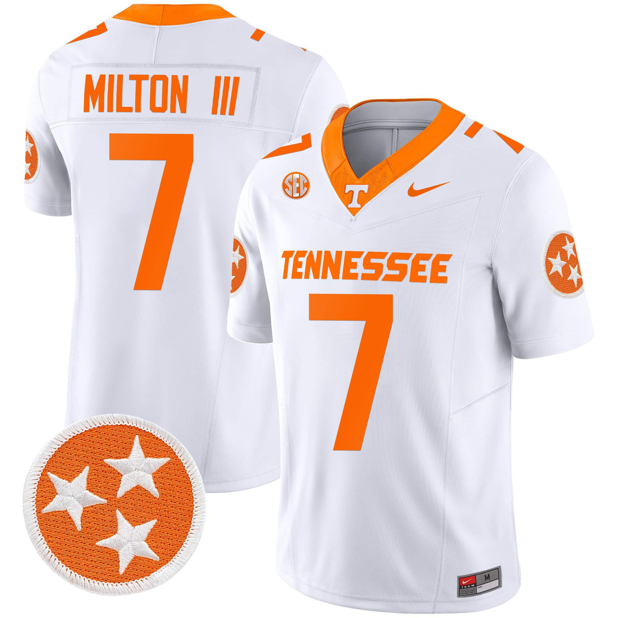 Men Tennessee Volunteers 7 Milton ii White 2024 Nike Vapor Limited NCAA Jersey